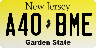 NJ license plate A40BME