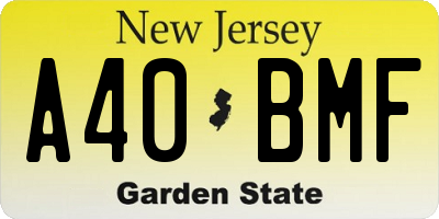 NJ license plate A40BMF