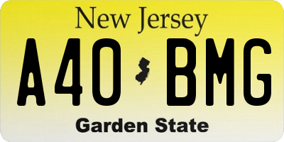 NJ license plate A40BMG