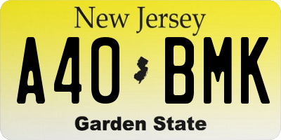 NJ license plate A40BMK