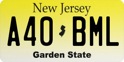 NJ license plate A40BML
