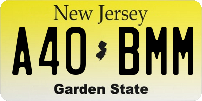 NJ license plate A40BMM