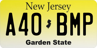 NJ license plate A40BMP