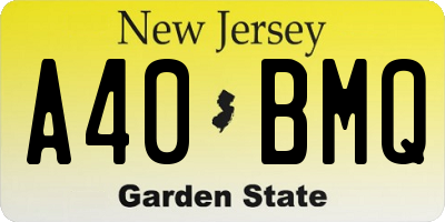 NJ license plate A40BMQ