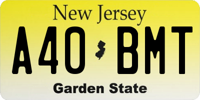 NJ license plate A40BMT