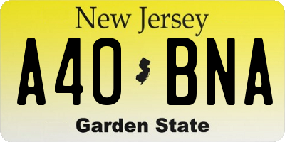 NJ license plate A40BNA