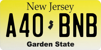 NJ license plate A40BNB