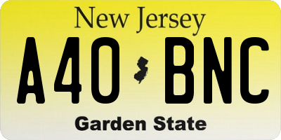 NJ license plate A40BNC