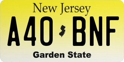 NJ license plate A40BNF