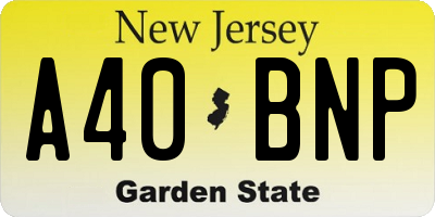 NJ license plate A40BNP
