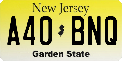 NJ license plate A40BNQ
