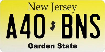 NJ license plate A40BNS