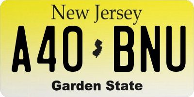 NJ license plate A40BNU