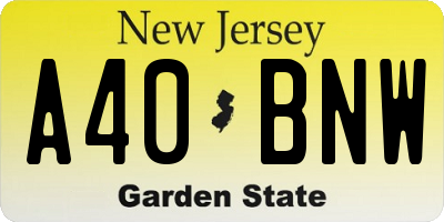 NJ license plate A40BNW