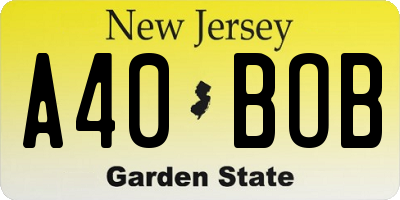 NJ license plate A40BOB