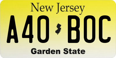 NJ license plate A40BOC