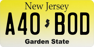 NJ license plate A40BOD