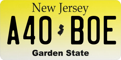 NJ license plate A40BOE