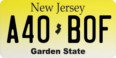 NJ license plate A40BOF