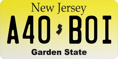 NJ license plate A40BOI