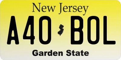 NJ license plate A40BOL