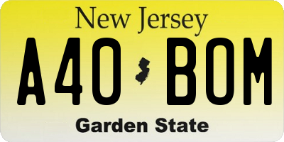 NJ license plate A40BOM
