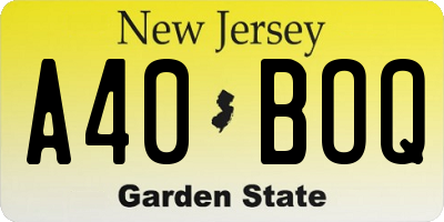 NJ license plate A40BOQ