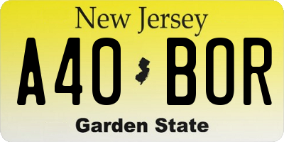 NJ license plate A40BOR