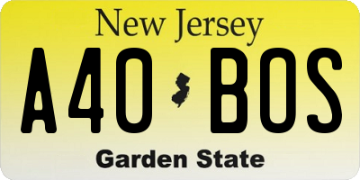 NJ license plate A40BOS