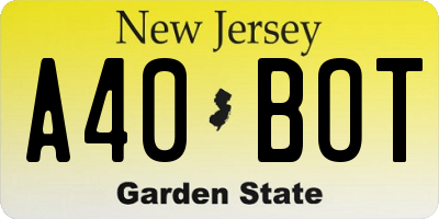 NJ license plate A40BOT