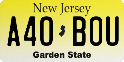 NJ license plate A40BOU
