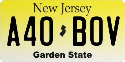 NJ license plate A40BOV