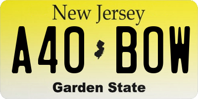 NJ license plate A40BOW