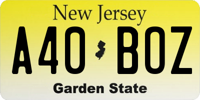 NJ license plate A40BOZ