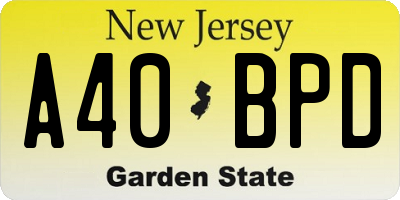 NJ license plate A40BPD
