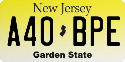 NJ license plate A40BPE