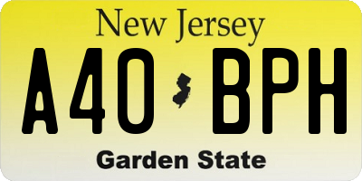 NJ license plate A40BPH