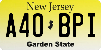 NJ license plate A40BPI