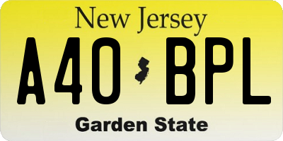 NJ license plate A40BPL