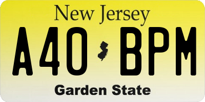 NJ license plate A40BPM