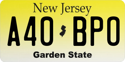 NJ license plate A40BPO