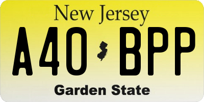 NJ license plate A40BPP