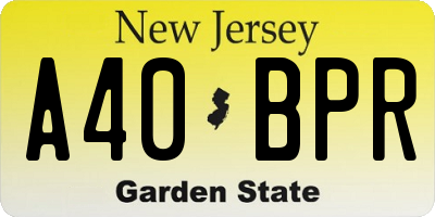 NJ license plate A40BPR