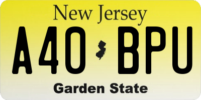 NJ license plate A40BPU