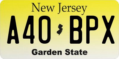 NJ license plate A40BPX