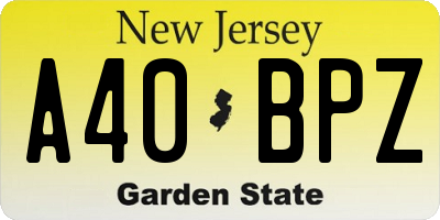 NJ license plate A40BPZ