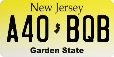NJ license plate A40BQB