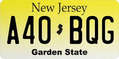 NJ license plate A40BQG