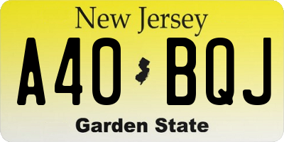 NJ license plate A40BQJ
