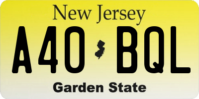NJ license plate A40BQL